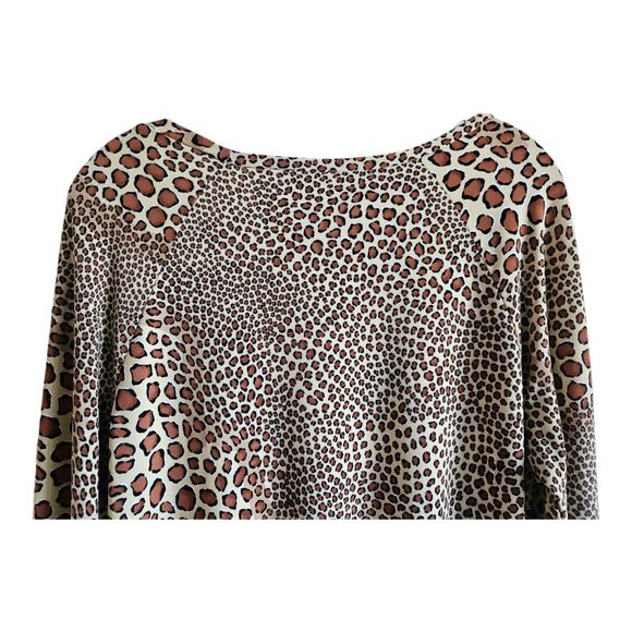 NORMA KAMALI Women's Plus 2X XXL Tunic Top Leopard Jersey Knit Long Sleeve 42" - Picture 5 of 6